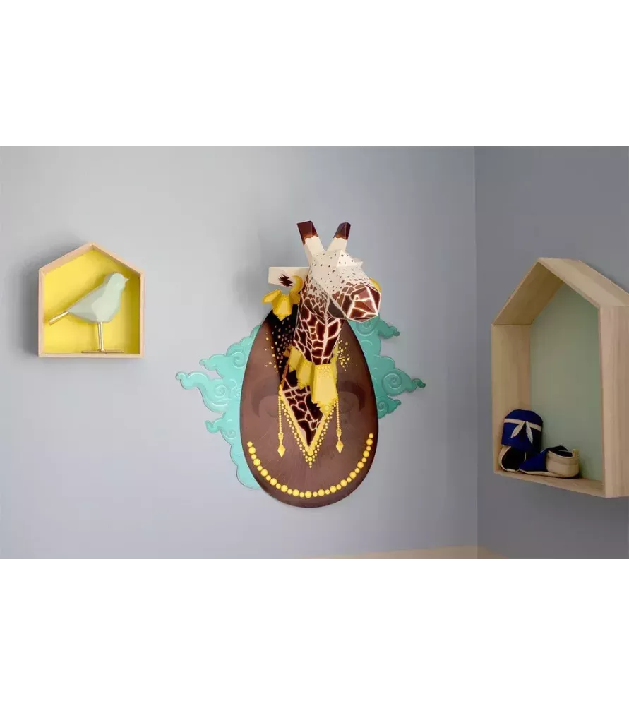 Origami 3D Simone la Girafe Agent Paper – décoration murale en papier graphique – chez Assemblez-Moi