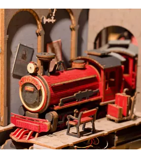 Book Nook Time Travel Rolife – gare steampunk lumineuse – chez Assemblez-Moi