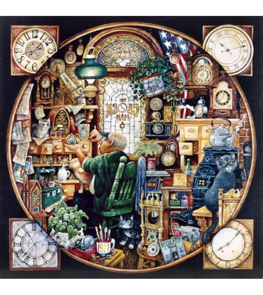 Puzzle Monde et Temps Grafika – atelier vintage et horloges en puzzle 1000 pièces – chez Assemblez-Moi