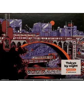 Puzzle Tokyo By Night – scène nocturne urbaine japonaise avec train et néons – disponible à Langon