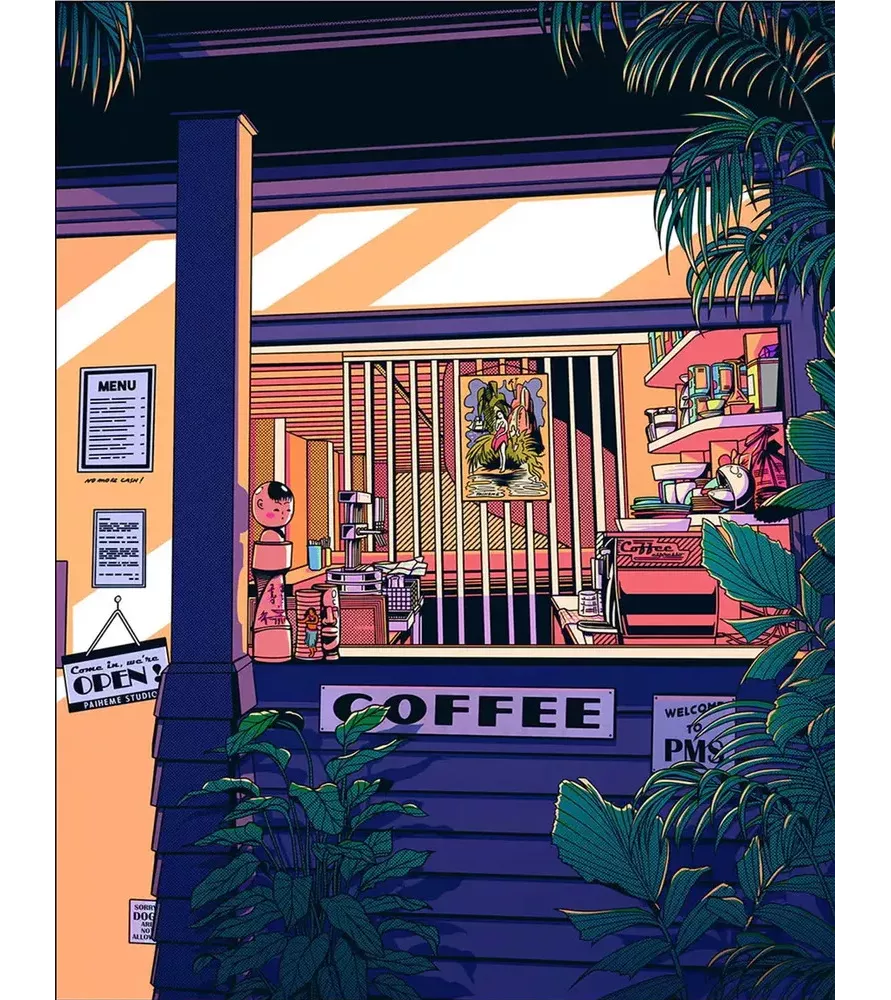 Affiche Night Coffee – café nocturne rétro et ambiance chaleureuse – disponible à Langon