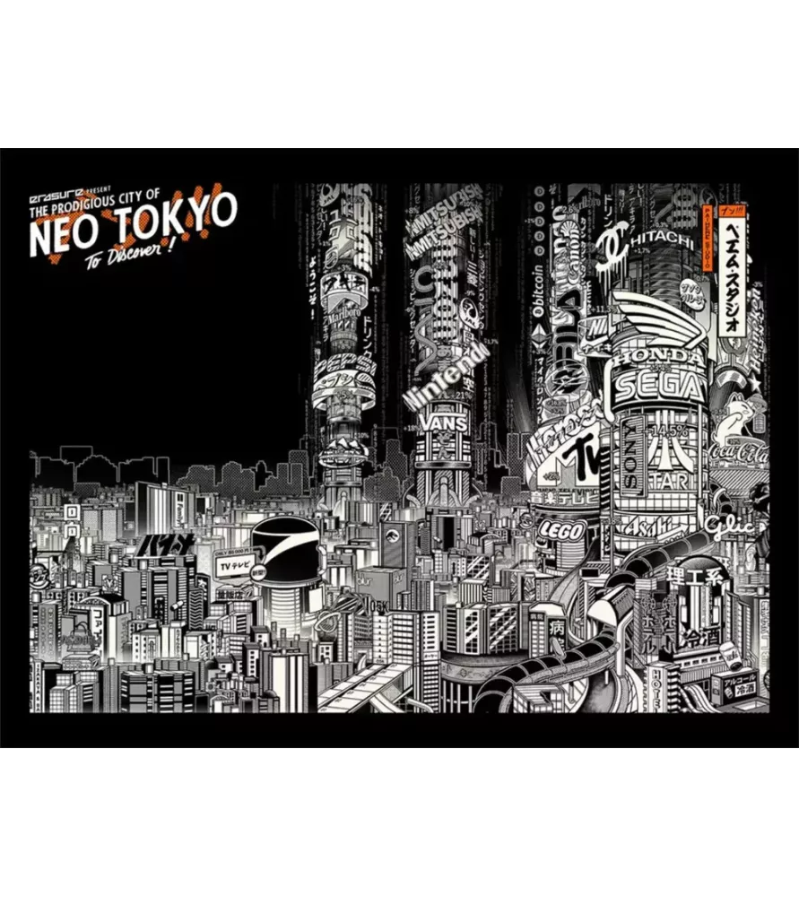 Affiche Neo Tokyo Paiheme Studio – ville japonaise rétro-futuriste aux néons – chez Assemblez-Moi