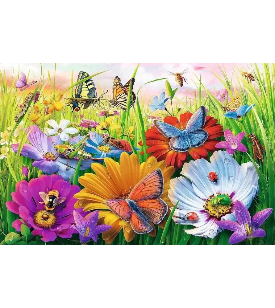 Puzzle Insectes dans les Prés Trefl – insectes et fleurs colorées – disponible à Langon