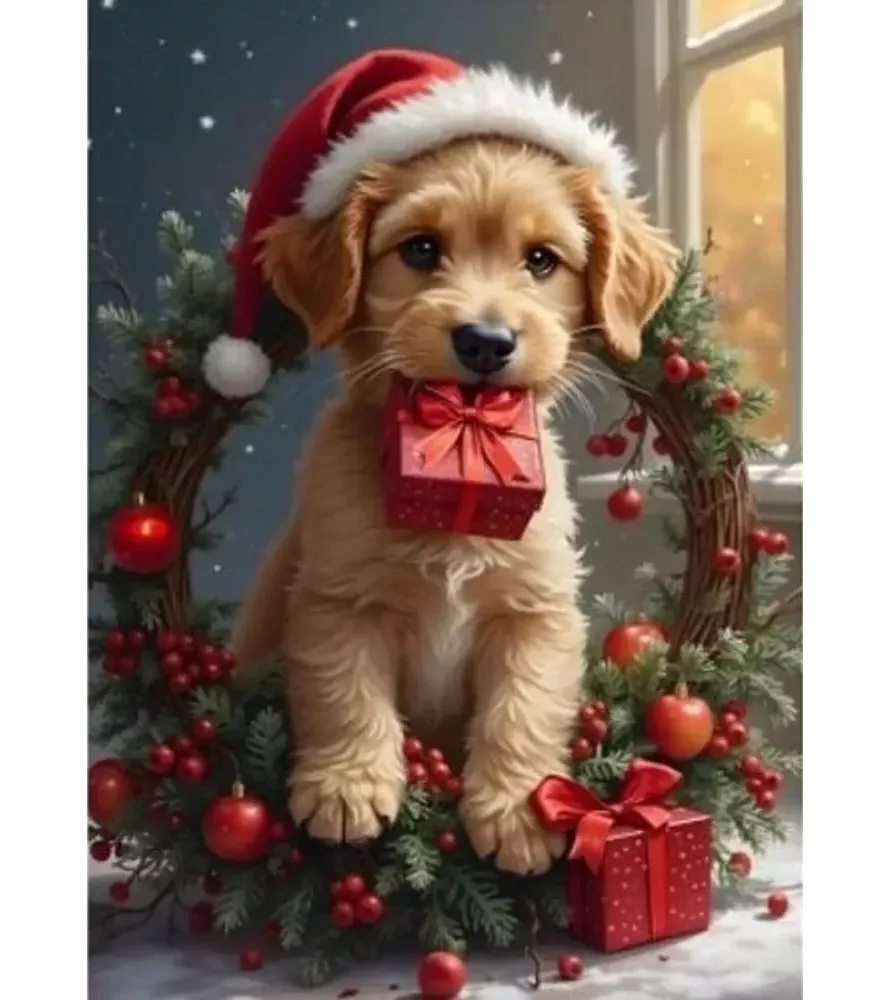 Puzzle Le Chiot du Père Noël Bluebird – scène de Noël et chiot festif – disponible à Langon