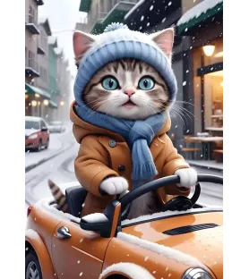 Puzzle The Driver Kitty Yazz – chat au volant d’une voiture rétro – disponible à Langon