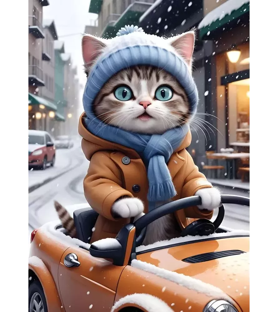 Puzzle The Driver Kitty Yazz – chat au volant d’une voiture rétro – disponible à Langon