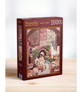 Puzzle Marrakech Magnolia – femme marchant dans un souk coloré – disponible à Langon