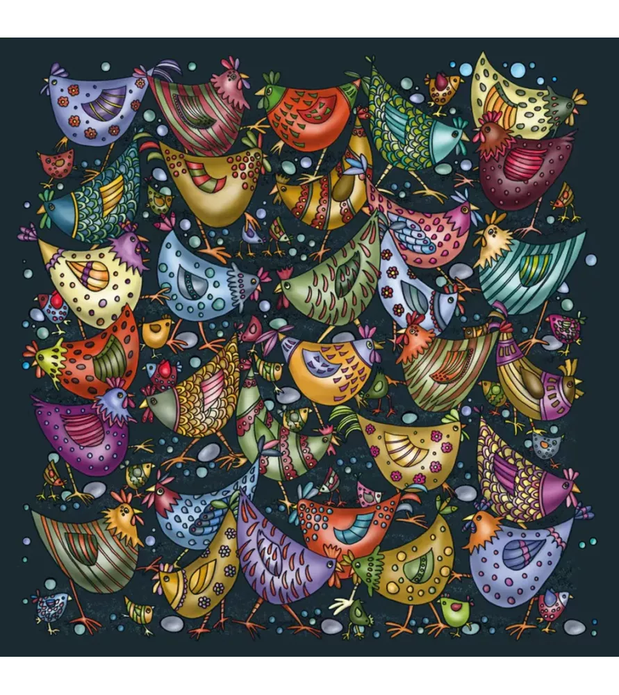 Puzzle Bouquet de Poulets Palapeli – illustration humoristique de poulets colorés – chez Assemblez-Moi