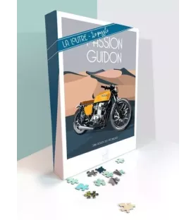 Puzzle Passion Guidon 1000 pieces La Loutre - moto vintage cafe racer sur fond retro - Assemblez-Moi Langon Sud Gironde