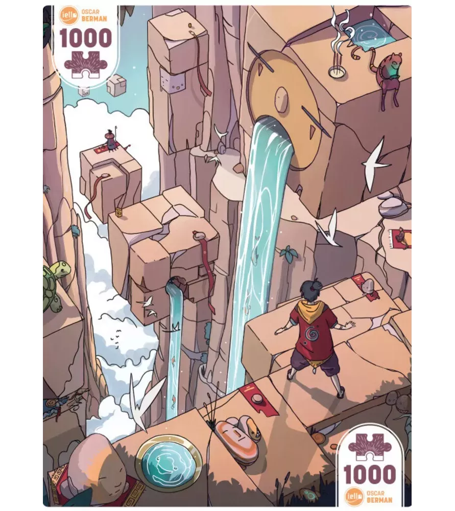 Puzzle Iello Universe Blocks 1000 pièces – illustration Oscar Berman – escalier visuel vertical