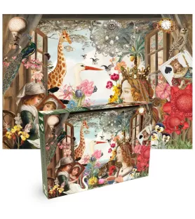 Puzzle Rêves Révisités – collage poétique animaux, fleurs et reine couronnée – chez Assemblez-Moi à Langon