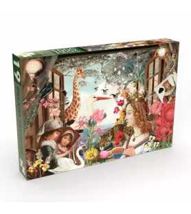 Puzzle Rêves Révisités – collage poétique animaux, fleurs et reine couronnée – chez Assemblez-Moi à Langon