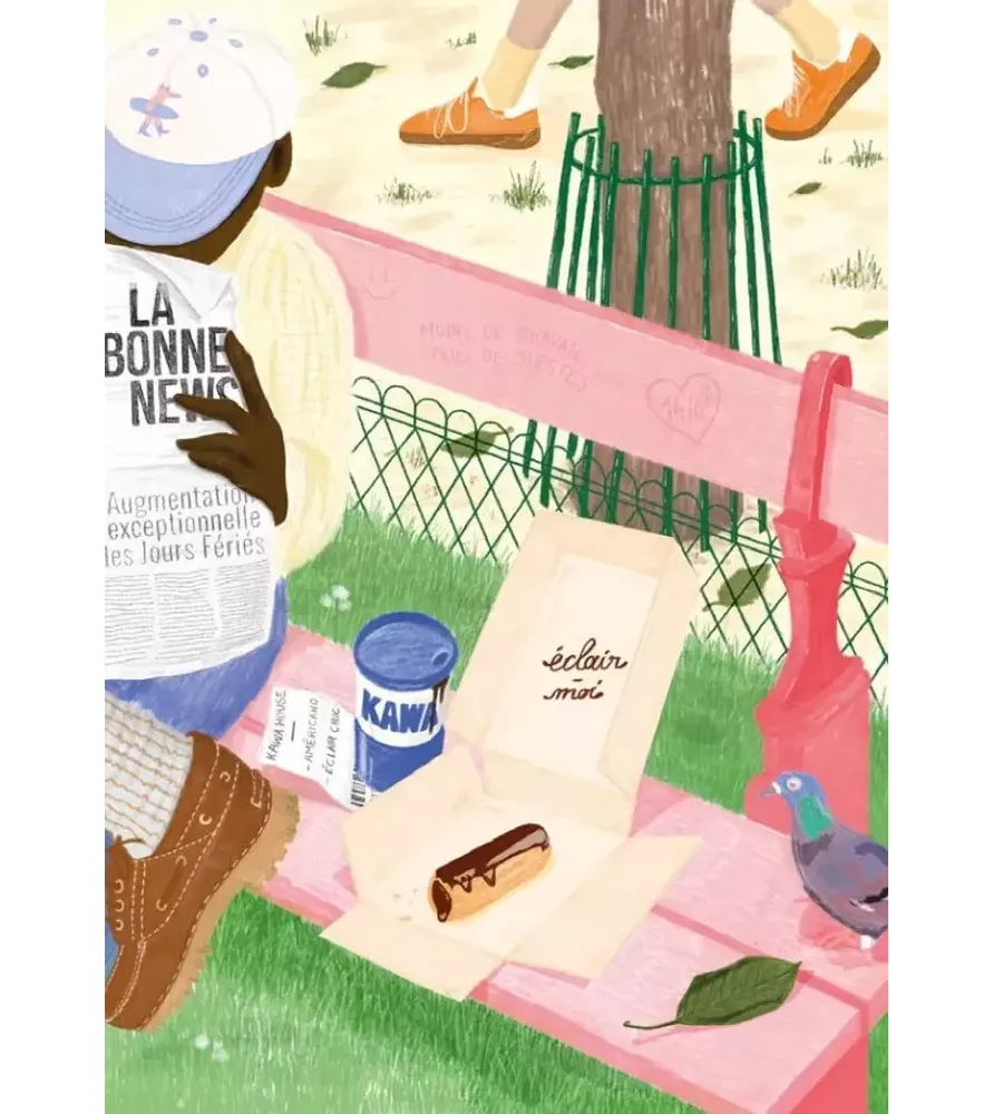 Mini puzzle La Touche Sucrée – scène douce au parc avec éclair au chocolat et journal – chez Assemblez-Moi à Langon