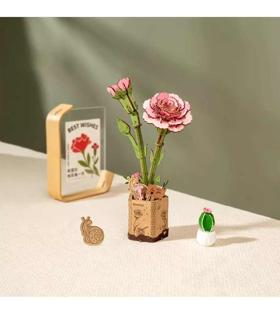 DIY Œillet Rose Rowood – fleur décorative en bois inspirée de Dianthus caryophyllus – Langon