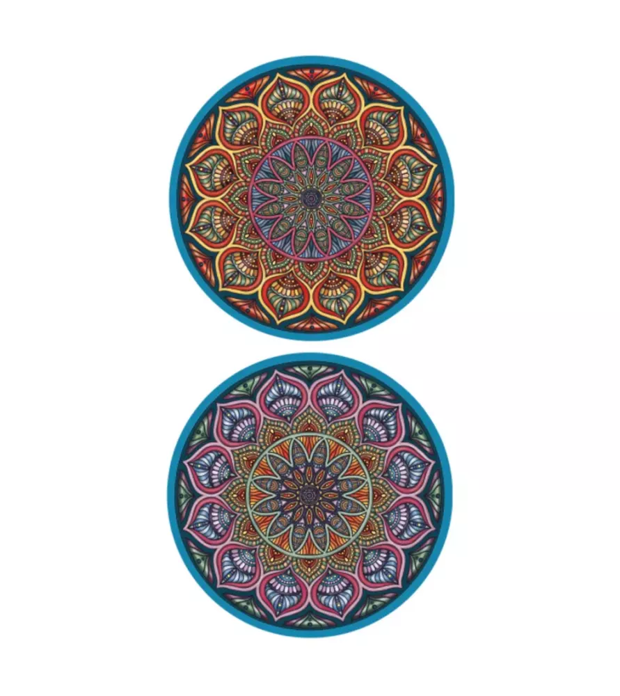 Puzzle Double Flamme (Curiosi) – mandala rouge et or aux formes en pétales, éclat scintillant en bois – disponible à Langon