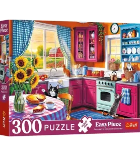Puzzle Chats dans la cuisine 300 pièces Trefl – scène chaleureuse avec chats – disponible à Langon
