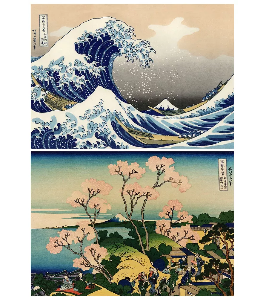 Puzzles Hokusai 2x500 pièces Grafika – La Grande Vague de Kanagawa et Shinagawa – disponible à Langon