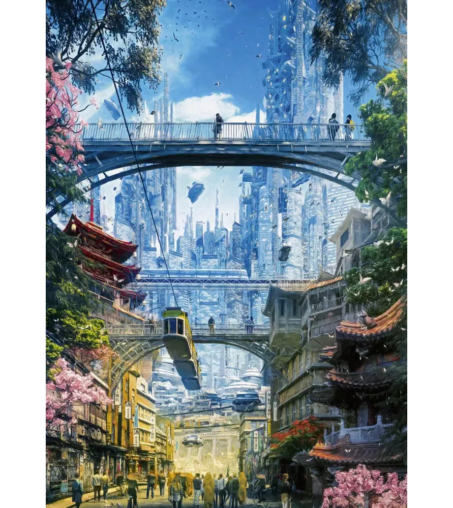 Puzzle Markets District 1000 pièces Heye – ville futuriste animée et marchés urbains – disponible à Langon