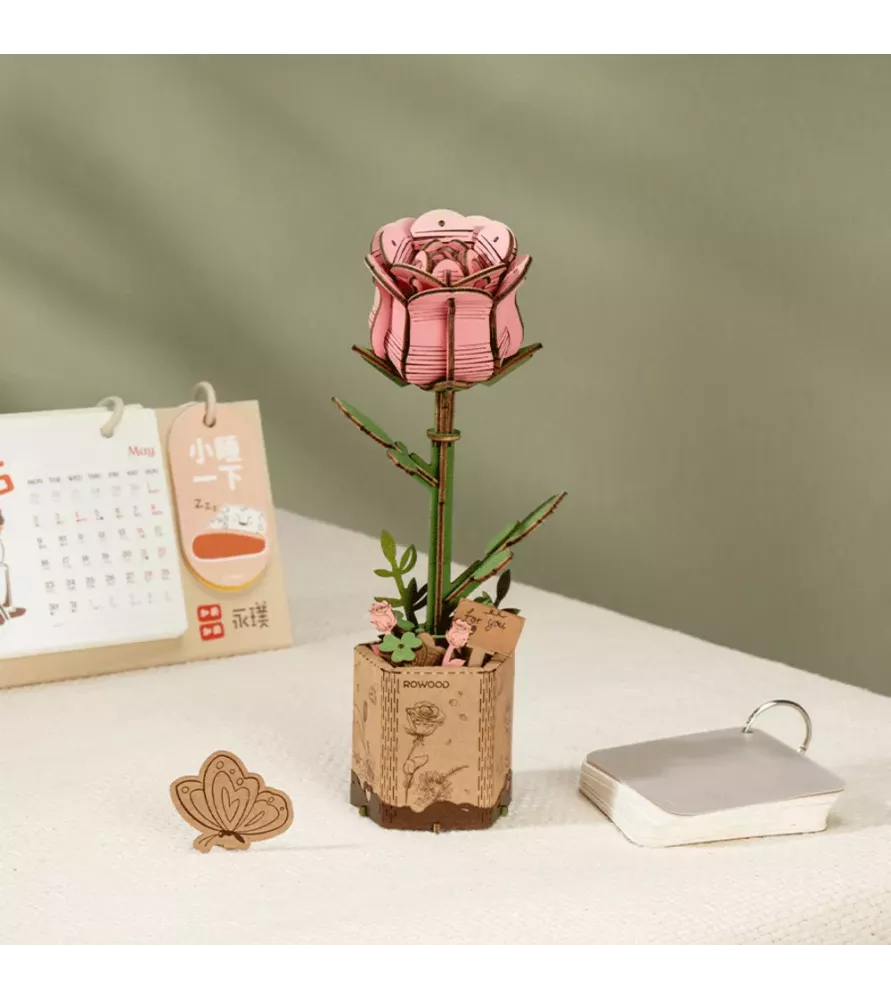 DIY Rose rose Rowood – fleur en bois décorative à assembler – disponible à Langon
