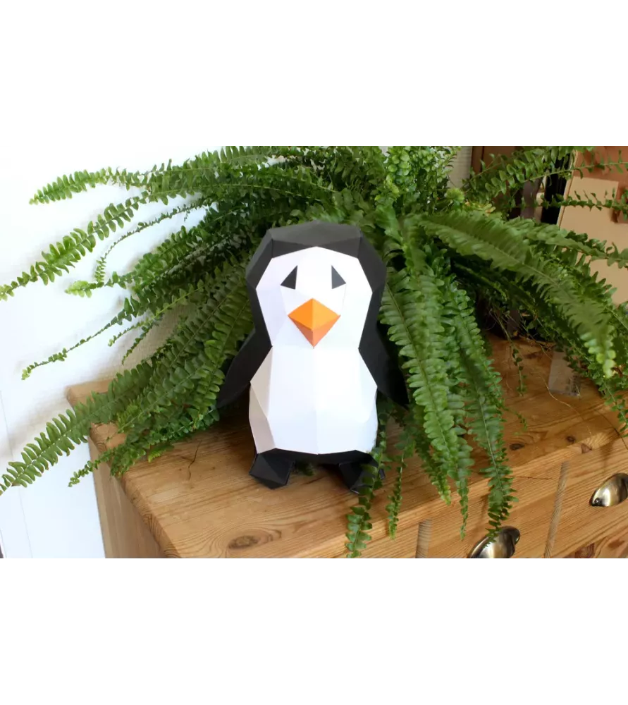 Origami 3D Trophée Babies Pingouin Agent Paper – objet décoratif noir et blanc – chez Assemblez-Moi