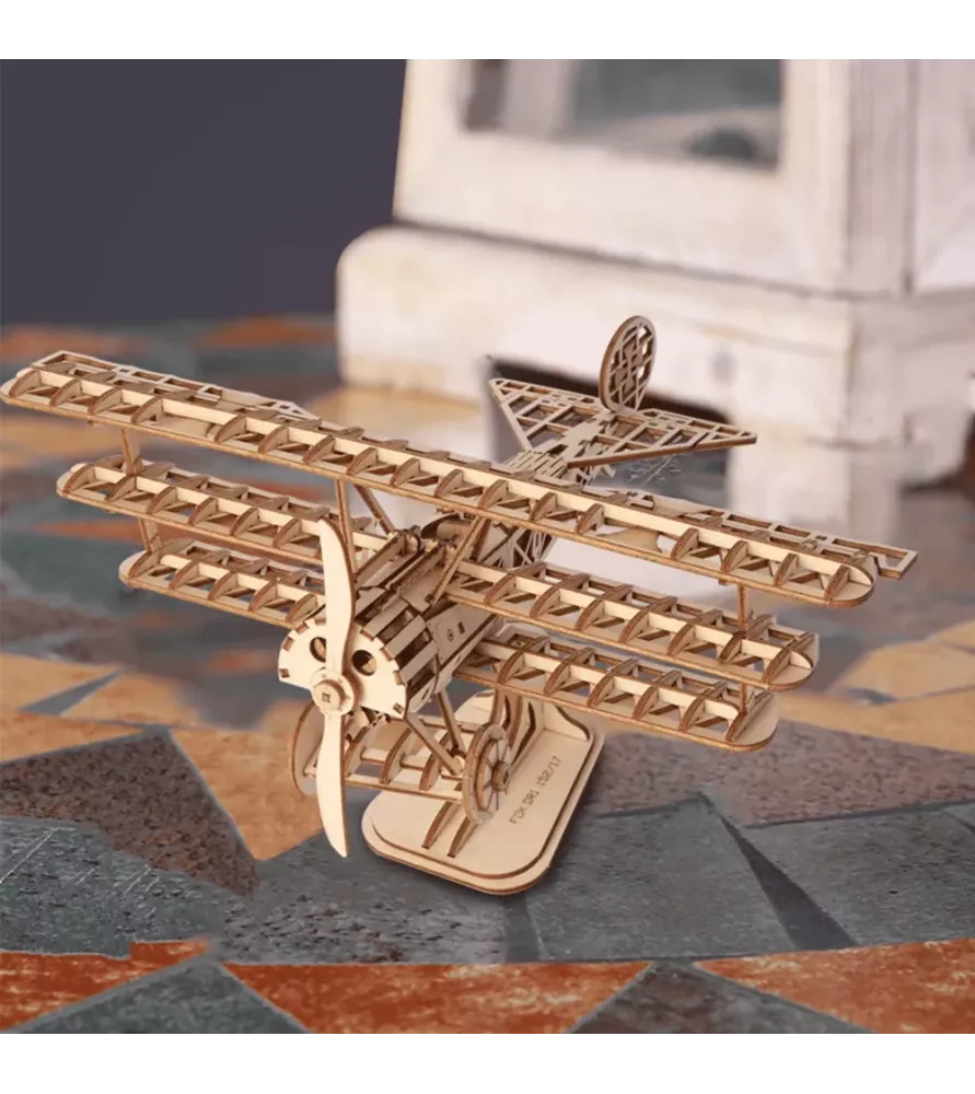 Maquette 3D Avion Triplan – puzzle bois vintage à assembler – chez Assemblez-Moi