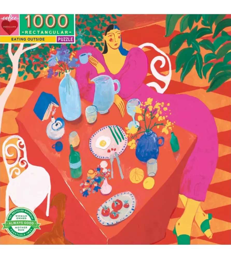 Puzzle Eating Outside eeBoo 1000 pièces illustration repas en plein air – chez Assemblez-Moi