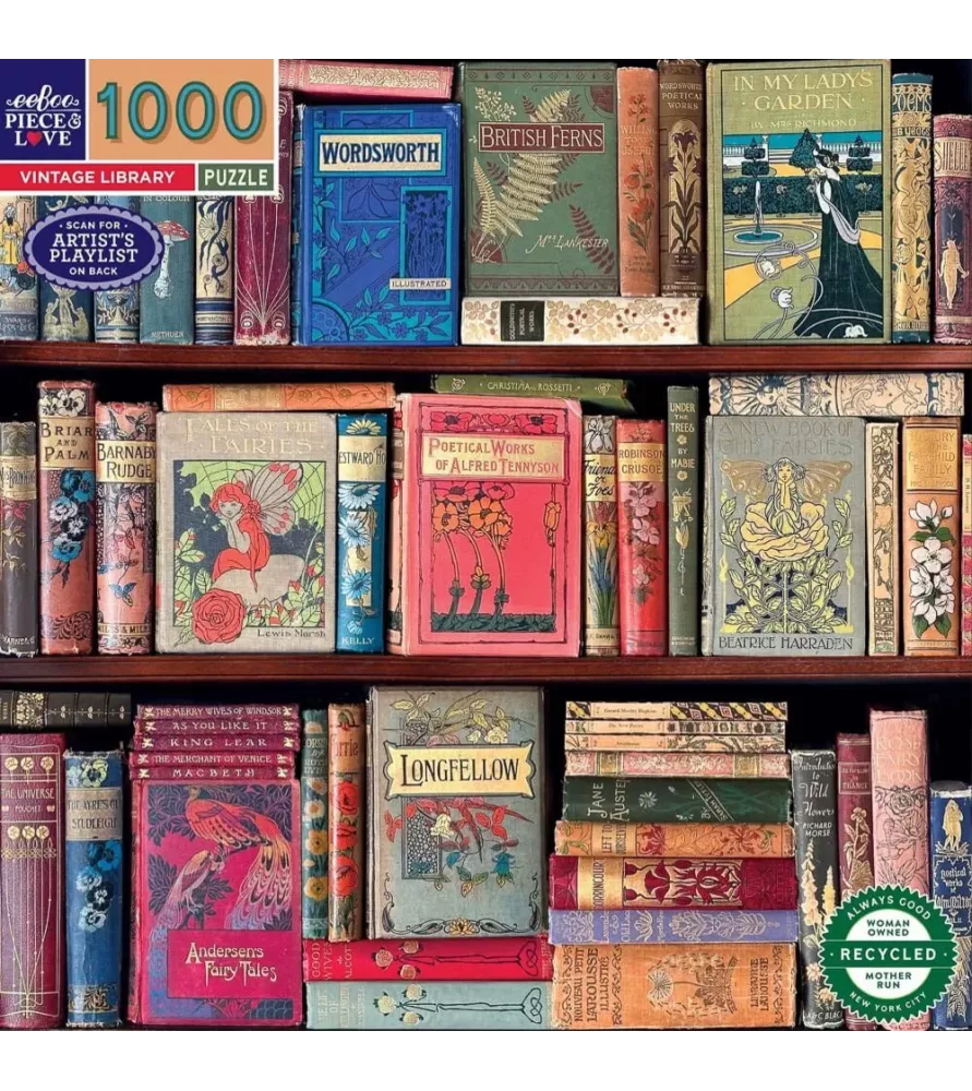 Puzzle Vintage Library eeBoo 1000 pièces bibliothèque de livres anciens – chez Assemblez-Moi