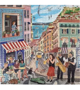 Puzzle Lisbon eeBoo 1000 pièces scène de rue lisboète colorée – chez Assemblez-Moi