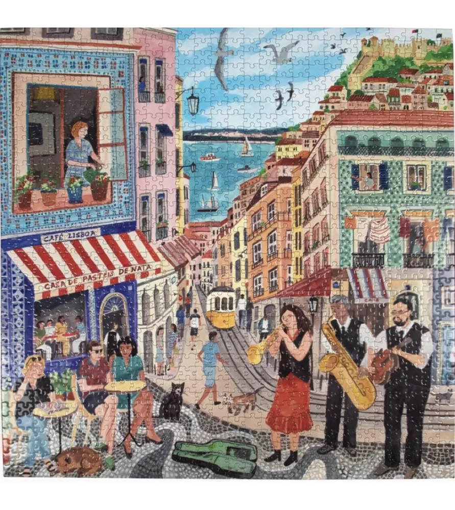 Puzzle Lisbon eeBoo 1000 pièces scène de rue lisboète colorée – chez Assemblez-Moi