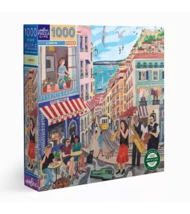 Puzzle Lisbon eeBoo 1000 pièces scène de rue lisboète colorée – chez Assemblez-Moi