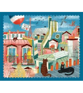 Puzzle Toits de Paris eeBoo 36 pièces mini puzzle chats et toits – chez Assemblez-Moi