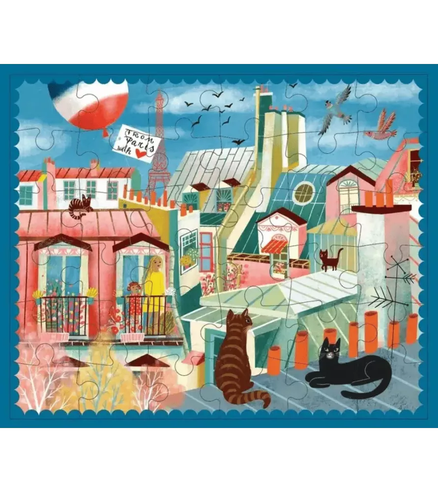 Puzzle Toits de Paris eeBoo 36 pièces mini puzzle chats et toits – chez Assemblez-Moi