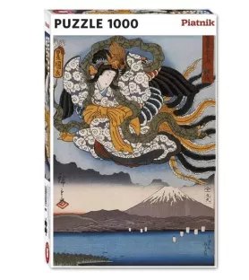 Puzzle Hiroshige Amaterasu Piatnik – estampe japonaise avec figure céleste et mont Fuji – disponible à Langon