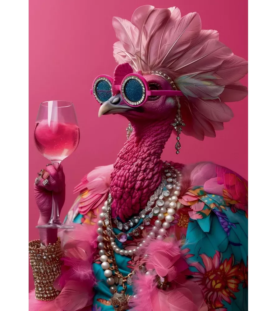 Puzzle Flamant Rose Piatnik – flamant rose chic avec lunettes, plumes et bijoux – disponible à Langon