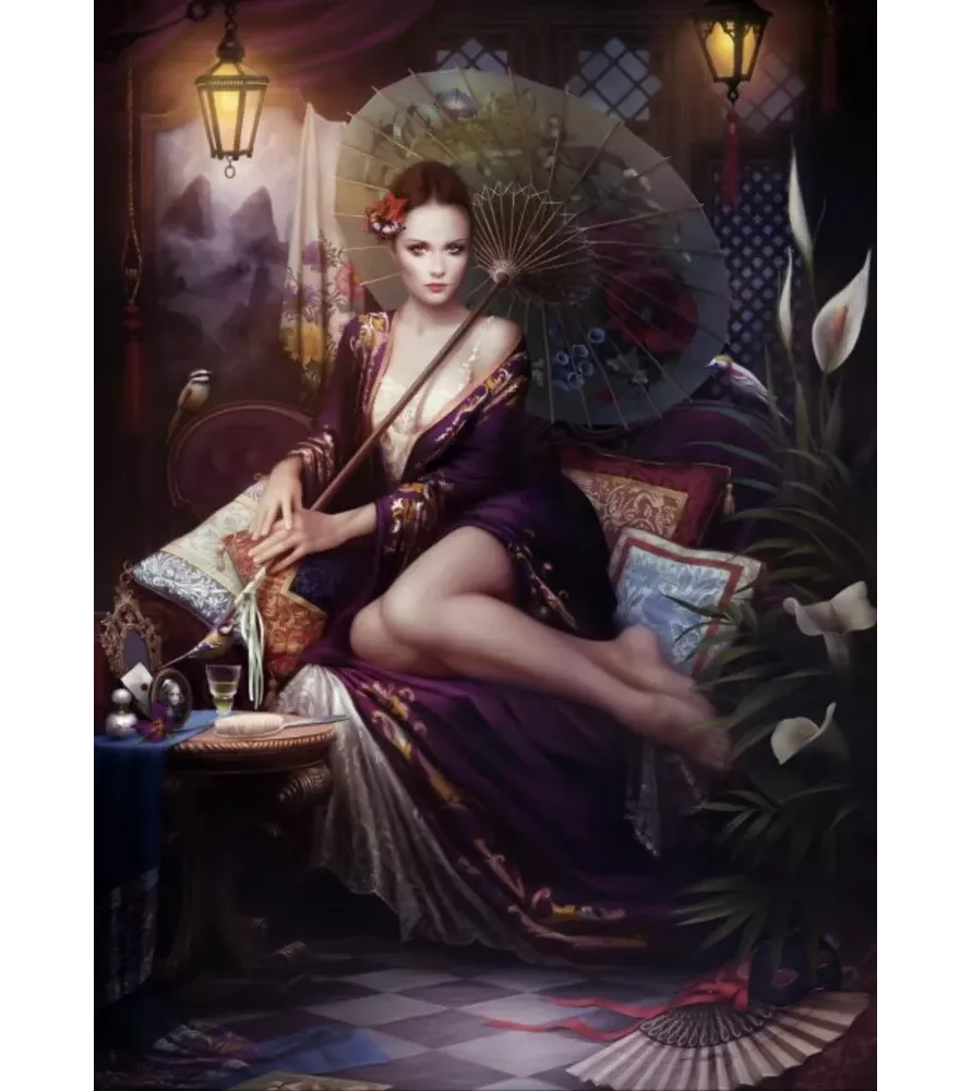 Puzzle Anis Grafika – portrait fantasy avec serpent et fleurs en 1500 pièces – chez Assemblez-Moi