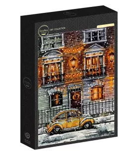Puzzle Hiver Grafika – rue enneigée et voiture rétro en 500 pièces – chez Assemblez-Moi
