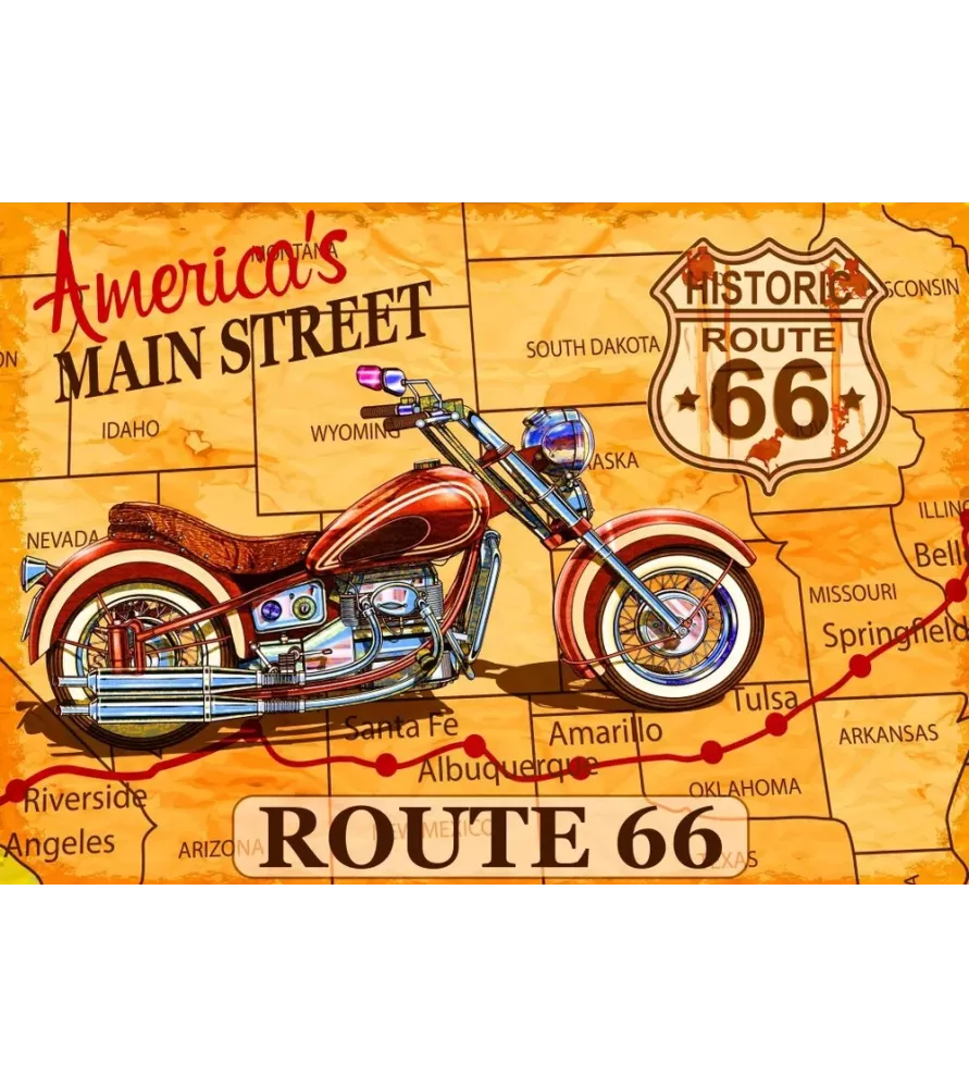 Puzzle Route 66 1000 pièces Bluebird Puzzle – moto vintage sur carte des États-Unis – chez Assemblez-Moi