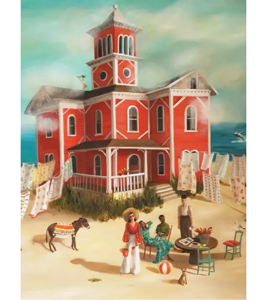 Puzzle Folly Bay 1000 pièces New York Puzzle Company – maison rouge en bord de mer et scène poétique – chez Assemblez-Moi