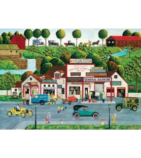 Puzzle The Old Filling Station 1000 pièces MasterPieces – station-service vintage et voitures anciennes – chez Assemblez-Moi