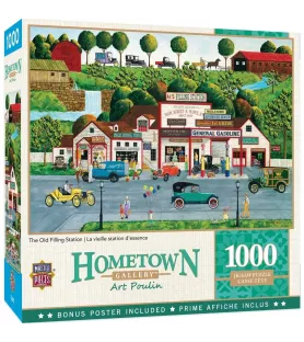 Puzzle The Old Filling Station 1000 pièces MasterPieces – station-service vintage et voitures anciennes – chez Assemblez-Moi