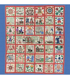 Puzzle Reconciliation Quilt 300 pièces Pomegranate – quilt folk art aux carrés illustrés – chez Assemblez-Moi