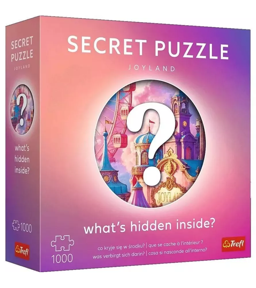 Puzzle Secret Puzzle Joyland Trefl – boîte mystère 1000 pièces aux tons roses et féeriques – disponible à Langon