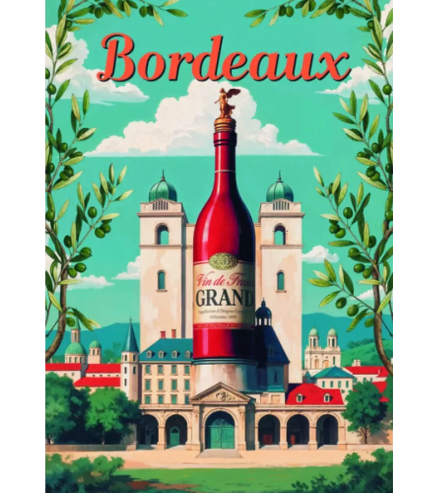 Puzzle Bordeaux Trefl – affiche vintage 1000 pièces avec bouteille monumentale – disponible à Langon