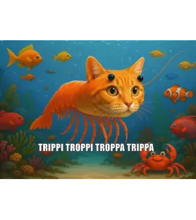 Puzzle BrainRots Trippi Troppi Troppa Trippa Trefl – visuel décalé 200 pièces avec chat-crevette marin – disponible à Langon
