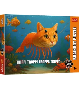 Puzzle BrainRots Trippi Troppi Troppa Trippa Trefl – visuel décalé 200 pièces avec chat-crevette marin – disponible à Langon