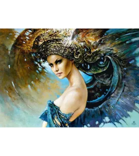 Puzzle Deceptive Wind Good Loot – portrait onirique bleu et or de Karol Bąk – disponible à Langon