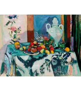 Puzzle Henri Matisse Pomegranate – nature morte aux fruits et carafe sur nappe colorée – chez Assemblez-Moi
