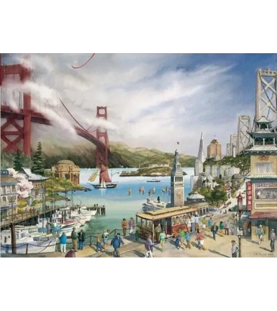Puzzle Spirit of San Francisco 1000 pièces Pomegranate – baie, ponts et cable car – chez Assemblez-Moi