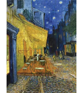Puzzle Terrasse du café le soir 500 pièces Pomegranate – café illuminé et rue nocturne – chez Assemblez-Moi
