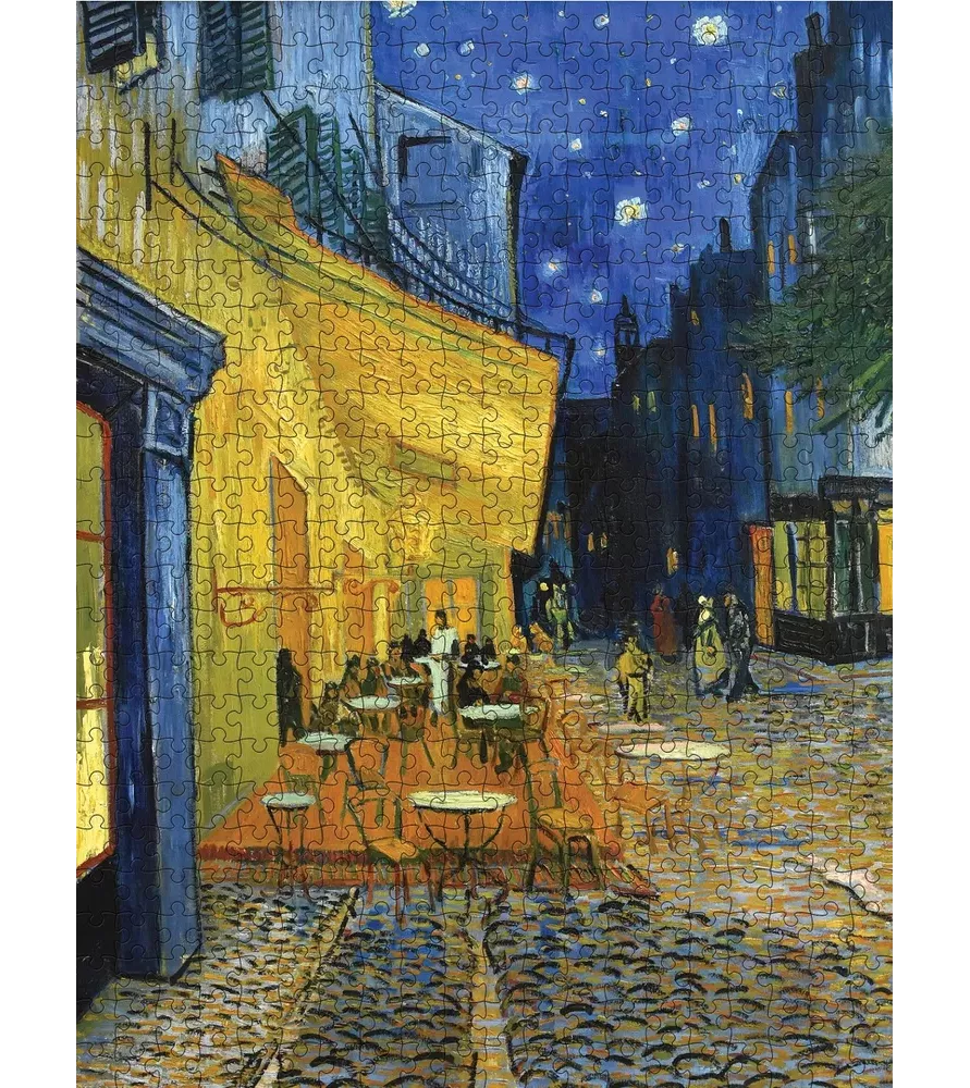 Puzzle Terrasse du café le soir 500 pièces Pomegranate – café illuminé et rue nocturne – chez Assemblez-Moi